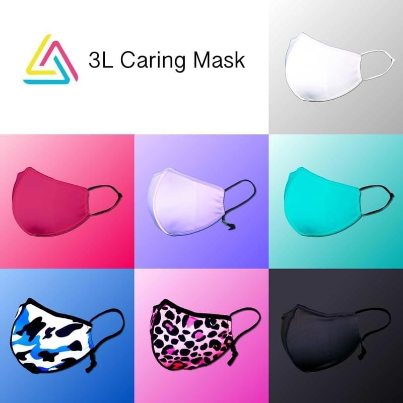 (混合顏色) 3L Caring Mask 可重用口罩 + 白金級納米科技 PTFE 濾芯 3 片裝
